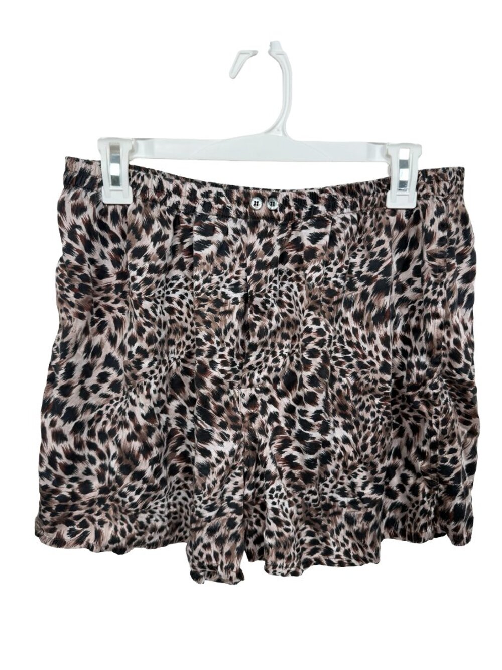 Victoria's Secret Silk Boxer Shorts Womens Large Brown Animal Print Sleepwear
